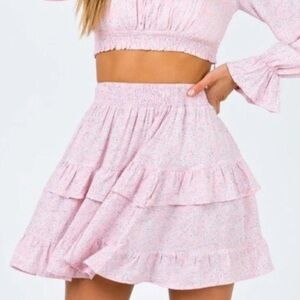 Princess Polly Susanna Blush Tiered Mini Skater Skirt
